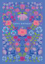 Pretty Birthday Card - For Her - Colourful Folk Flowers created by Nina Raby - Jones
