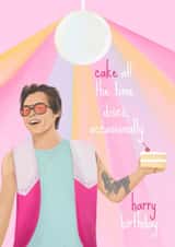 Harry Styles - New Album Birthday Celebration Card - Cake All The Time created by Sian Moore Illustration