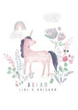 Cute Unicorn card for girls - Dream like a Unicorn created by Little Pipena