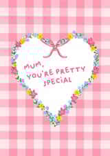 Pretty Special Mothers Day Card Pink Gingham Flowers created by HUTCH London 