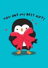 Cute Penguin Love Card -You are my best gift! created by Juliana Motzko