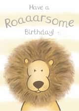 cute lion kids birthday card - roarsome birthday - safari animal theme birthday created by Bumbleberry Park