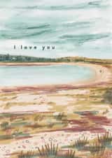 Classic Anniversary/Valentine's Day Card - Beach Landscape created by Joy Jen Studio