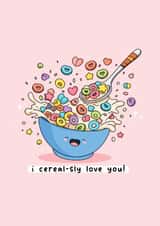 Cereal themed love card - punny romantic card - kawaii - funny anniversary card created by Rosalie Perl