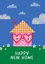 Cute New Home Card - Pink House - Heart Shaped Glasses created by Studio Flafello LTD
