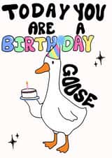 Cute funny birthday goose birthday card “ today you are a birthday goose “ created by Emily Holwell