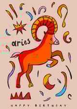 Arty Birthday Card - Aries - Star Sign created by Freya Niamh Design