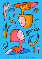 Arty Birthday Card - Gemini - Star Sign created by Freya Niamh Design