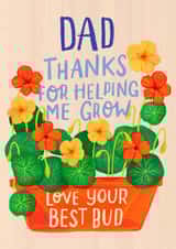 Cute Father’s Day card - thanks for helping me grow love your best bud. created by Nicola B Studio