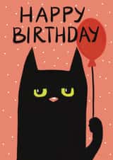 Funny cat happy birthday card created by Peach Nut Studio