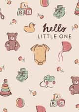 Traditional card for new baby - unisex baby items - Hello Little One created by Embletree Designs
