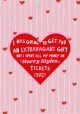 Funny Valentine's Harry Styles Tickets Card created by Moonshine Prints