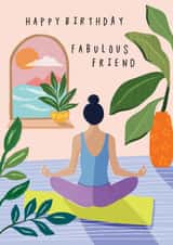 Classic Birthday Card - For Friend - Yoga created by Rosanna Rossi