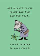 Funny Moomin Birthday Card - Talking To Your Plants created by Moomin Characters