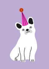 Cute Birthday Card – French Bulldog In Party Hat created by Seekprint