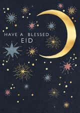 Classic Faith Card - Have A Bless Eid - Moon & Stars created by Laura Darrington Design Ltd.