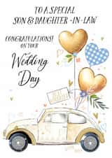 Classic car Wedding card- Congratulations - Wedding - Son & Daughter-in-Law created by Katie Phythian Design