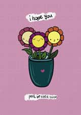 cute get well soon card- a flower vase with smiles created by Ayesha Idris