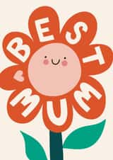 Cute Birthday/Mother's Day Card - Best Mum - Flower created by Christine Cuddihy Illustration
