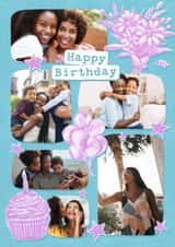 Personalised Birthday Photo Card created by Evie Garnett Designs - Classic Birthday Card - Balloons And Cake