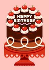 Classic Birthday Card - Chocolate Cake - Cherries created by Folio | Ian Owen