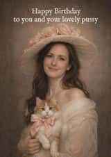 Funny Birthday Card - Lovely Pussy created by Giddy Kipper