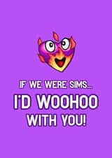 The Sims Game Woohoo Funny Birthday Anniversary Valentine's Day Card created by Insa Prints