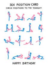 Naughty Birthday Card - For Him - Cheeky Sex Positions created by YAWN DESIGNS