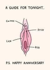 Cheeky Rude Pussy Licking Anniversary Card For him/Her - A Vagina Eating Guide created by YAWN DESIGNS