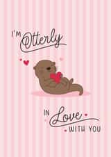 Cute Otter Valentine's Card - I'm Otterly in love with you Valentine's Card created by KDee Designs
