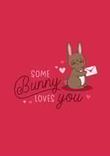 Cute Bunny Valentine's Card - Some Bunny Loves You - Pun Valentines Card created by KDee Designs