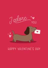 Cute Sausage Dog Valentine's Card - Dachshund Valentine's Card created by KDee Designs