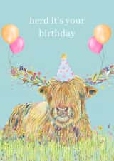 Herd It’s Your Birthday – Funny Highland Cow Birthday Card created by Jen Winnett