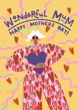 Arty Mother's Day Card - Wonderful Mum - Hearts created by Ickaprint
