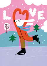 Cute Anniversary Card – Ice Skating Rabbit created by Au Contraire