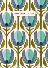 Arty Birthday Card - For Her - Retro Modern Flowers created by Taya Cosgrove