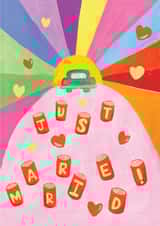 Arty Wedding Card - Just Married - Car & Cans created by Ickaprint