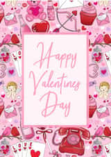 Happy Valentine’s Day card- Galentines day- hand drawn pattern created by Emily Howarth