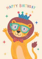Cute Birthday Card - Party Lion created by Jo Podmore