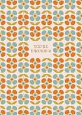 You're Engaged - Retro Floral Engagement Card created by Lately Studio