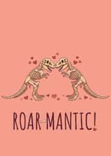 Funny Valentine's Card - Roar-mantic - Cute T-Rex Skeleton Dinosaur created by Tom Hobbs