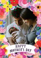 Personalised Mothers Day Photo Card created by Katt Jones - Pretty Mother's Day Card - Colourful Floral Frame