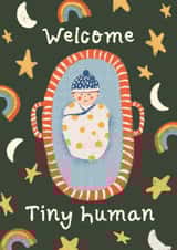 Cute New Baby Card - Welcome Tiny Human created by Lotta Designs