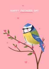 Cute Mother's Day Card - Blue Tit - Flowers created by Blue Kiwi Design
