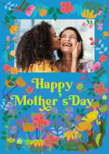 Personalised Mothers Day Photo Card created by Summer Lane Studio - A cheerful, floral Mother's Day Card with photo
