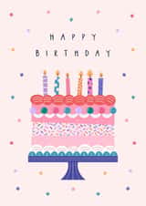 Classic Birthday Card - For Her - Cake & Candles created by Sad Girl Illustration