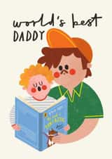 Cute Father's Day Card - World's Best Daddy - Reading created by AbiGoLucky