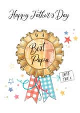 Traditional Father's Day Card - Best Papa - Rosette created by Katie Phythian Design