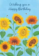 Pretty sunflowers and bees birthday card for someone special created by Sofia Papa Designs