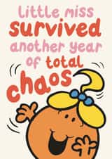 Funny Mother’s Day Card - Little Miss Survived The Chaos created by Mr. Men